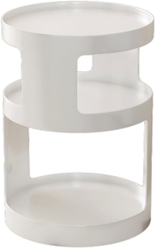 Modern Round Nightstand with Storage Shelf