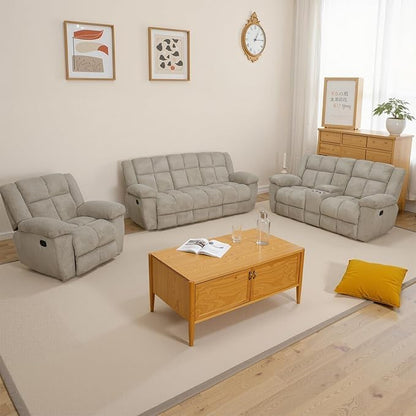 Corduroy Reclining Sofa with Cup Holders