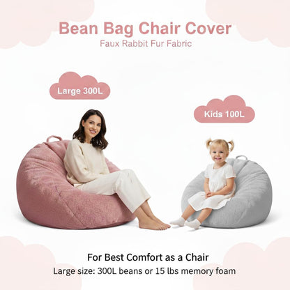 Ultra Soft Faux Fur Bean Bag Chair Cover