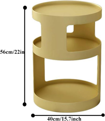 Modern Round Nightstand with Storage Shelf