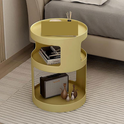 Modern Round Nightstand with Storage Shelf