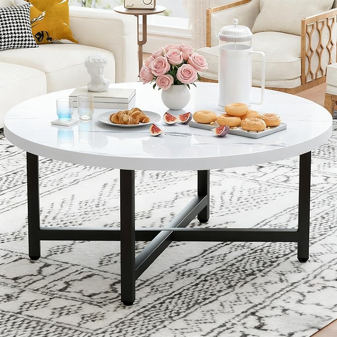 Modern Oval Coffee Table with Storage Shelf