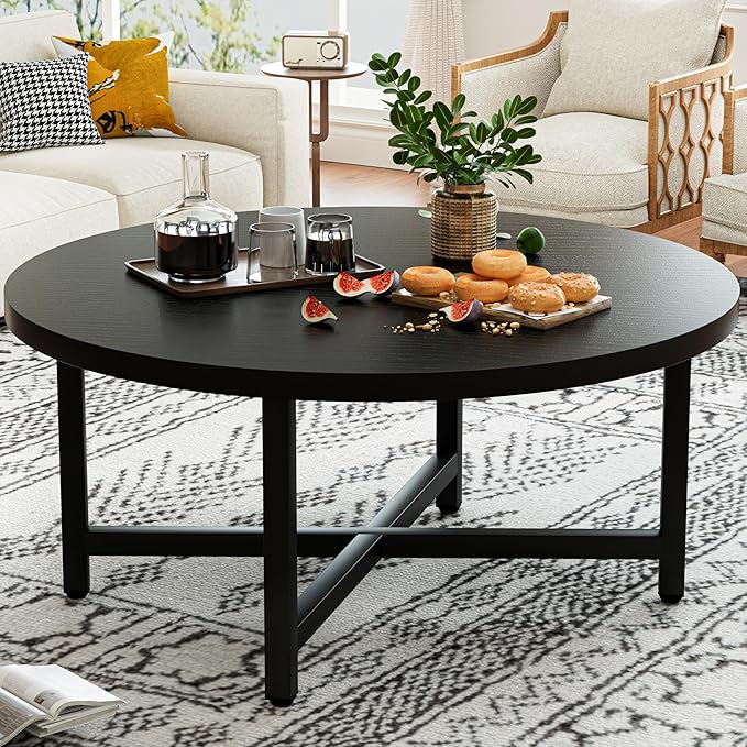 Modern Oval Coffee Table with Storage Shelf